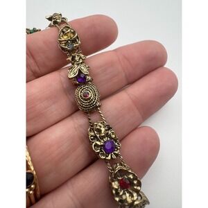 Vintage Slide Bracelet Victorian Revival Multi Stone Bee Moon
